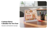 Cartoon Desk Calendar, Mini Creative, Horse Year, Office Desktop Decor