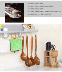 Long Handle Wooden Soup Spoon Set for Kitchen and Hotel