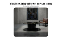 2 Pieces Nesting Table Set Distinctive Shape Irregular Nesting Tables Modern Design Sculptural Base for Adults, Small Spaces