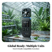 Two-screenScreen Display Digital Anemometer Temperature and Humidity Readings Handheld Anemometer Sound Alarm Wind Speed Meter Curve Recording