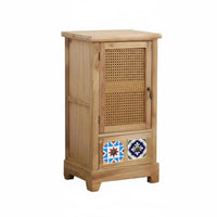 Rattan Door Cabinet Retro Design 2-Door Rattan Cupboard Modern Design Multi-Purpose for Homeowners, Living Room, Hallway