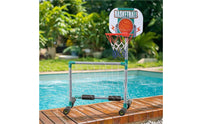 Freestanding Pool Basketball Hoop Set Compact Pool Goal with Soccer Net Portable Floating Basketball Hoop Sturdy for Backyard