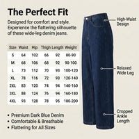 High Waisted Wide Leg Non Stretch Denim Jeans for Women, Business Casual Work Wear Trousers with Slimming Fit, Plus Size Baggy