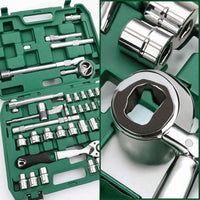 Steel Ratchet Socket Wrench Tool Kit Portable Socket Wrench Set with Case Compact Mechanics Tool Set Sturdy for Garage