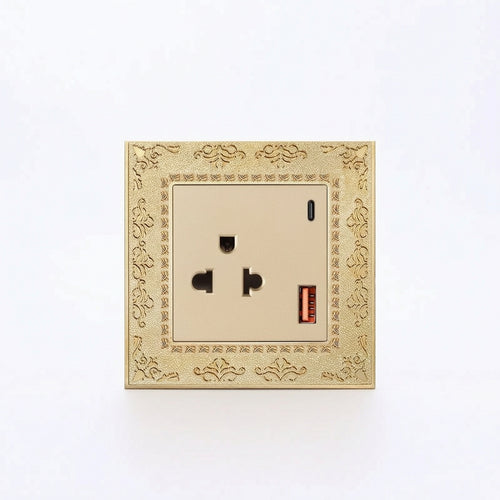 Placca Elettrica Decorata Dorata Presa Elettrica da Parete per Hotel