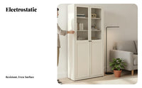 Modern Design Floor-Standing Cupboard with Glass Doors sturdy Construction bookshelf Display Cabinet for Book Lovers, Collectors, Homeowners, Living Room, Study, Home Office, Bedroom