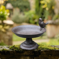 Cast Metal Avian Feeder Antique Style Bird Feeder Bowl Farmhouse Garden Ornament for Backyard