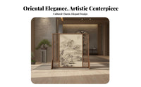 Solid Wood Construction Chinese Design Screen Hollow-out Design Wooden Frame Partition Traditional Craftsmanship Zen Landscape Art Screen Space-Saving for Interior Designers, Business Owners, Entryway, Restaurant, Bedroom, Studio Apartment