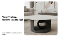 2 Pieces Minimalist design Nesting Coffee Table Set Light Luxury Round Nesting Table Set Modern Aesthetic Living Room Furnishing Stsingle Pattern Top for Apartment Dwellers, Homeowners, Students, Small Spaces, Lounge Area, Bedroom, Balcony