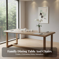 7 Pieces 6 Person Dining Table Set Minimalist Design Dining Table and Chairs Set Sturdy Construction for Interior Designers, Restaurant Owners