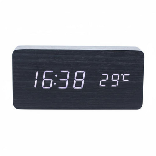 Wooden Digital Alarm Timepiece Multifunction Wooden LED Timepiece Soft Night