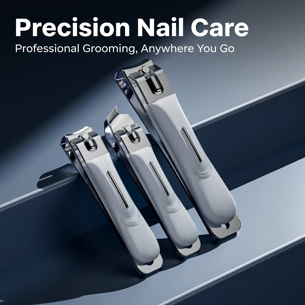 Professional Nail Trimmer Set Stainless Steel for Adults, Travel Grooming Kit with Angled and Straight Clippers Manicure