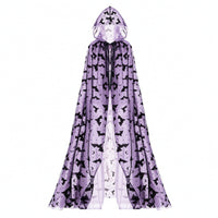 See-Through Mesh Cape with Nocturnal Winged Creature Pattern Halloween Nocturnal Winged Creature Cape Lightweight Costume Long for Cosplayers