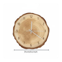 Wooden Wall Timepiece White Hands Wood-Slice Timepiece Simple Tick Marks