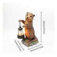 Outdoor Garden Statue with Solar Lantern Weather-Resistant Figurine with Solar Lantern Waterproof Patio Decoration Automatic for Yard, Pathway