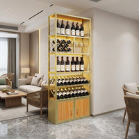 Wine Rack, Liquor Shelf, Bottle Rack, Metal, Freestanding, Modern Design, 230cm