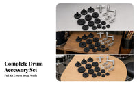 18 Pieces Cup-Shaped Sleeves Drum Accessory Kit Wing Nuts Drum Felt Pads Metal Parts Cymbal Felt Pad Stacked Discs
