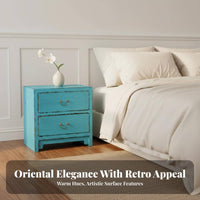 Chinese design End Table Antique Finish Bedside Storage Unit Multi-Functional Space-Saving Design for Homeowners, Adults