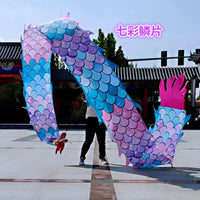广场七彩彩绸一体健身龙带龙头中老年男女运动舞龙运动