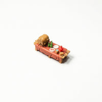 1/64 Scale Miniature Table with Food Detailed Miniature Table Wooden Tabletop Scene Prop Decorative for Hobbyists