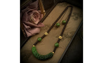 Necklace with Carved Centerpiece Long Statement Necklace Handcrafted-Look Jewelry for Special Occasions
