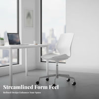 Adjustable Height Castered Shell Chair Wheeled Base Office Furniture Ergonomic Back Support Swivel Seat Modern Design for Students, Teens, Conference Room, Bedroom