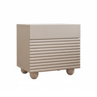 Fluted Drawer Nightstand Sturdy Construction Ribbed Front End Table for Hallway