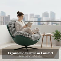 Modern Nordic Design Cushioned Swivel Armchair Luxuriously Soft Cushioning Accent Chair Sturdy Metal Base Lounge Seating Ergonomic Design for Homeowners, Apartment Dwellers, Readers, Living Room, Balcony, Small Areas, Reading Nook