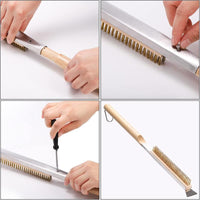 Pizza Brush with Wooden Handle and Brass Wire Bristles