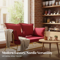 Upholstered Settee with Metal Legs Nordic Design Loveseat Light Luxury Modern Look for Partners, Students, Cafe, Bdirectlyique