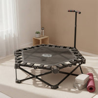 Foldable Fitness Trampoline with Handle Adjustable Folding Trampoline with Handlebar Anti-Slip Rebounder with Handle Waterproof for Apartment