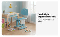 Adjustable Kids Study Desk Set Design Height Adjustable Kids Desk Set Sturdy Frame children's Ergonomic Learning Station for Bedroom, Home, Playroom
