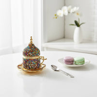 Gold Turkish Cup Set Luxury Turkish Coffee Cup Set Ornate Design for Gift