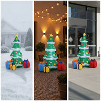 Inflatable Tree with Star Topper Indoor Christmas Inflatable Tree with Gift Boxes Holiday Decoration Outdoor for Yard, Patio