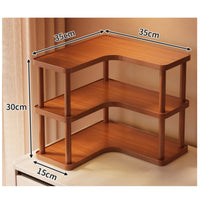 Desktop Storage Rack Rounded Corners Three Tier Bamboo Corner Desk Organizer for Wall