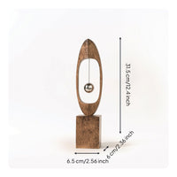 Sculptural Ornament with Shiny Ball Wood-Grain Resin Statue with Hanging Ball