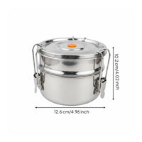 Easy to Clean 304 Stainless Steel Lunch Box Sturdy Double Layer Lunch Box Rust Proof for Outdoor, Picnic, Travel