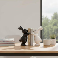 Nordic Rabbit Book Stand Artistic Rabbit Statue Bookend Vintage Aesthetic