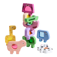 Animal Vehicle Blocks Young Child-Friendly Wooden Animal Stacker Educational Wooden Balancing Activity Toy for Toddlers