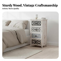 2-Drawer Nightstand Nordic aesthetic Bedside Table Distressed Finish Vintage Look for Interior Decorators
