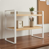 Two-Story Desktop Shelf Minimalist 2-Tier Desk Storage spaceSaving for Dorm Room