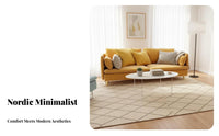 Removable and cleanable Cover Upholstered Settee with Wooden Legs Nordic Design Wood Frame Loveseat Modern Minimalist aesthetic Sofa Easy to Assemble for Small Space Owners, Apartment Dwellers, Homeowners, Guesthouse, Studio, Lounge Area, Bedroom