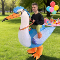 Inflatable Riding Blue Crane Costume for Halloween