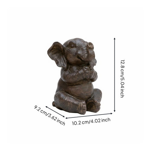 3 Pieces Stretching Elephant Sculpture Resin Meditating Elephant Statue