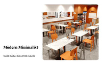 Marble-Patterned Table and Chair Combo Long-Lasting Table and Chairs Set Easy to Clean Strong Load-Bearing for Takeaway Shop