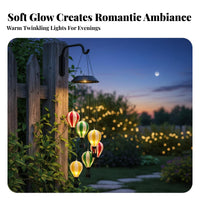 Color Changing Solar Hot Air Balloon Wind Chime Automatic On/deactivate Solar Hot Air Balloon Light Waterproof for Patio, Balcony, Window