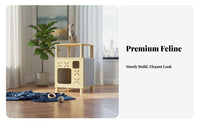 Solid Wood Construction Cat Climbing Frame Spacious Perch Wooden Cat Tree Stable and Sturdy Sisal Scratching Post Structure Easy Assembly for Apartment Dwellers, Kitten Owners, Small Areas, Indoors, Living Room, Bedroom