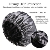 Satin Sleep Bonnet for Large Adjustable Double Layer for Women, Reversible Cap with Edge