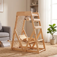 Cat Activity Tree Perch with Sisal Scratching Posts, 3-Level Wood Indoor Tree for Cats Climbing, Stable Structure Furniture for Apartments