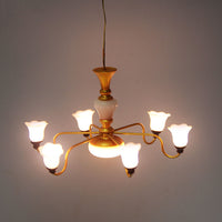 Metal Antique Six-Light Ceiling Lamp with Architectural Sand Table Model